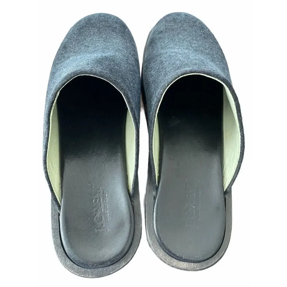 J. Crew Wool Wooden Clogs Italy 37173 Leather Lining 10M Women's